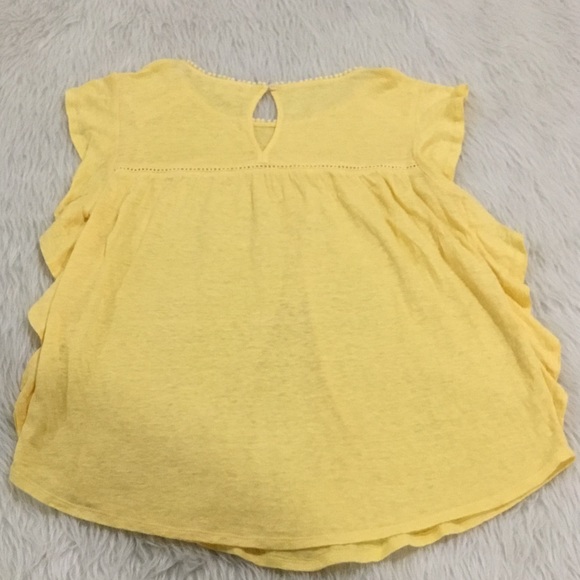 Anthropologie cottage core lightweight boho yellow ruffle top size xs - Picture 7 of 8
